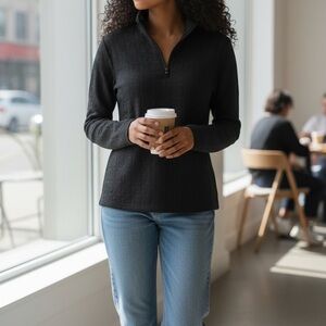 J. McLaughlin Black Quarter-Zip long sleeve Sweatshirt